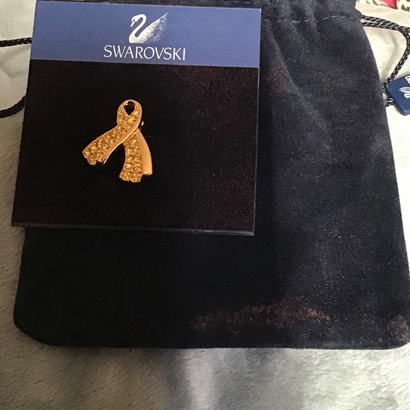 NWOT 🤩 Swarovski Crystal 💛 Support the Troops Yellow Ribbon 💛 Pin-Broach - Picture 4 of 5